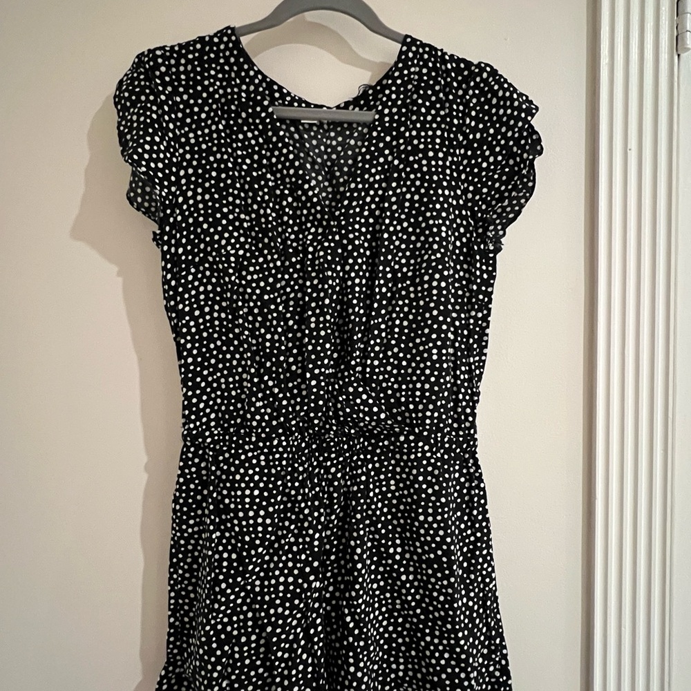 LOFT Black and White Dotted Romper